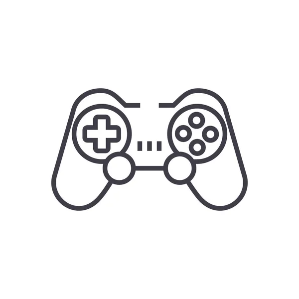 Joystick, icono de línea vectorial de gamepad, signo, ilustración sobre fondo, trazos editables — Vector de stock