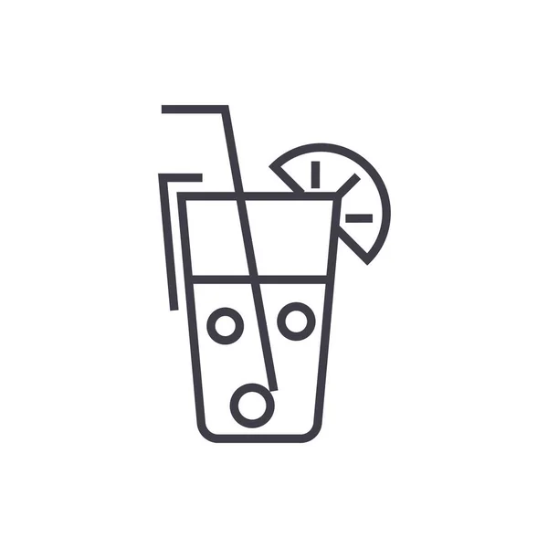 Suco de vidro, bebidas vetor ícone de linha, sinal, ilustração no fundo, traços editáveis — Vetor de Stock