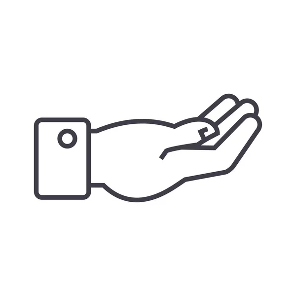 Hålla hand vektor ikon, tecken, illustration på bakgrund, redigerbara stroke — Stock vektor
