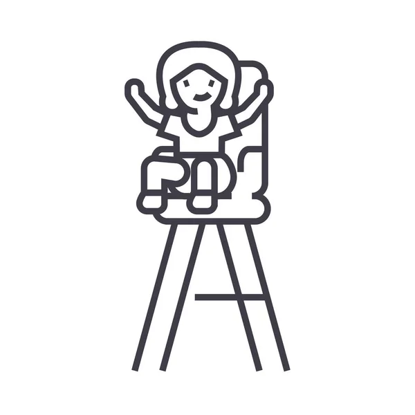 Çocuk çocuk koltuğu vektör satırı simgesi, işaret, resimde arka planda, düzenlenebilir vuruş — Stok Vektör