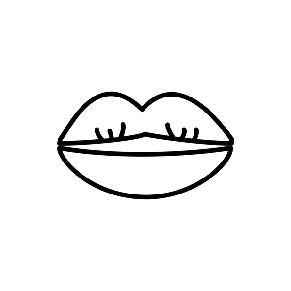 Embrasser les lèvres icône de ligne vectorielle, signe, illustration sur fond, touches modifiables — Image vectorielle