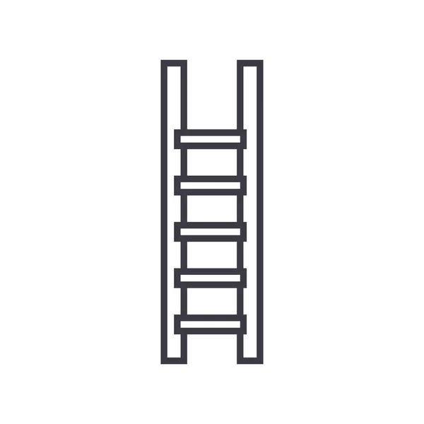 Escada, ícone de linha vetorial escadas, sinal, ilustração em segundo plano, traços editáveis — Vetor de Stock