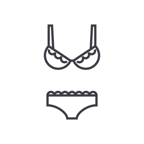 Underkläder, BH och trosa vektor ikon, tecken, illustration på bakgrund, redigerbara stroke — Stock vektor