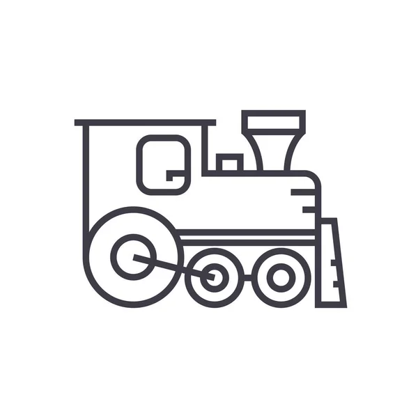 Locomotora vector línea icono, signo, ilustración en el fondo, movimientos editables — Vector de stock