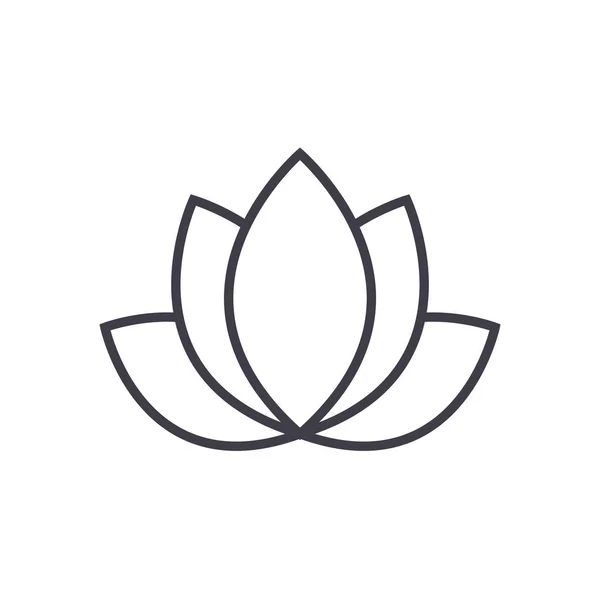 Lotus, icône de ligne vectorielle indienne, signe, illustration en arrière-plan, traits modifiables — Image vectorielle