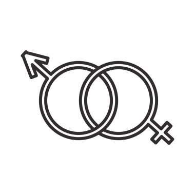 erkek ve dişi cinsiyet satırı simgesi, işaret, arka planda, düzenlenebilir vuruş illüstrasyon vektör