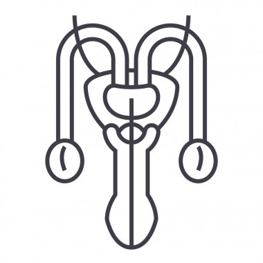 erkek cinsel organları satırı simgesi, işaret, arka planda, düzenlenebilir vuruş illüstrasyon vektör