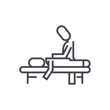 manuel terapi, Masaj, spa, osteopati vektör satırı simgesi, işaret, resimde arka planda, düzenlenebilir vuruş