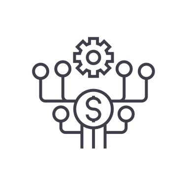 Pazarlama geliştirme vektör satırı simgesi, işaret, resimde arka planda, düzenlenebilir vuruş