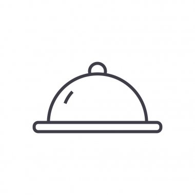 yemek tabağı vektör satırı simgesi, işaret, resimde arka planda, düzenlenebilir vuruş