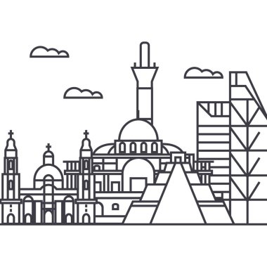 Meksika vektör satırı simgesi, işaret, resimde arka planda, düzenlenebilir vuruş