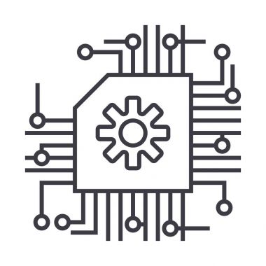 düzeni, AI, yapay zeka vektör satırı simgesi, işaret, resimde arka planda, düzenlenebilir vuruş