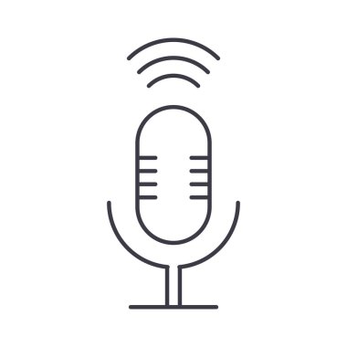 mikrofon işareti satırı simgesi, işaret, arka planda, düzenlenebilir vuruş illüstrasyon vektör
