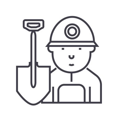 madenci, alt vektör satırı simgesi, işaret, resimde arka planda, düzenlenebilir vuruş