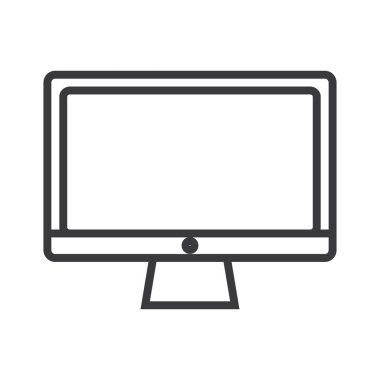 Modern monitör vektör satırı simgesi, işaret, resimde arka planda, düzenlenebilir vuruş