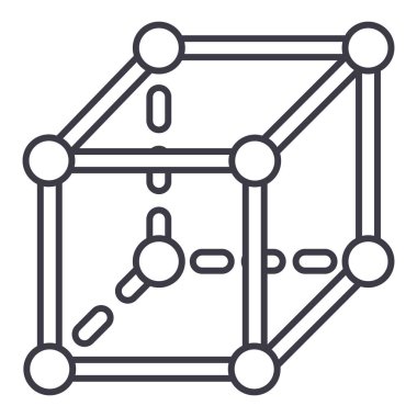 Moleküler küp vektör satırı simgesi, işaret, resimde arka planda, düzenlenebilir vuruş