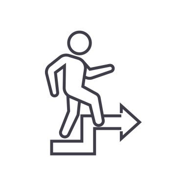 motivasyon, yaşam tarzının vektör satırı simgesi, işaret, resimde arka planda, düzenlenebilir vuruş