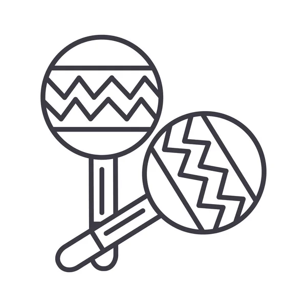 Maracas vector lijn pictogram, teken, afbeelding op de achtergrond, bewerkbare lijnen — Stockvector