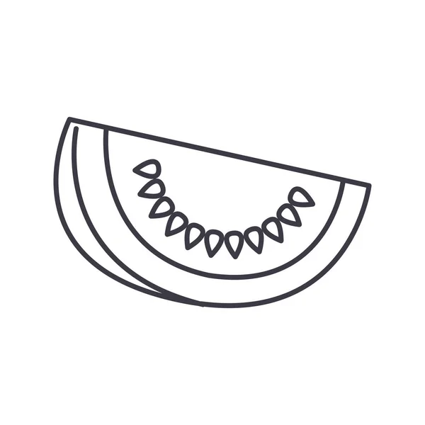 Melon vektor ikon, tecken, illustration på bakgrund, redigerbara stroke — Stock vektor