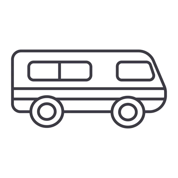 Microbus, icône de ligne vectorielle minibus, signe, illustration en arrière-plan, traits modifiables — Image vectorielle