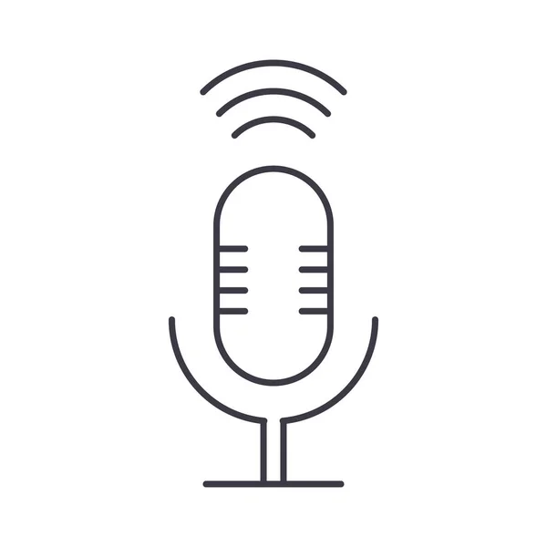 Mikrofon Zeichen Vektorzeilensymbol, Zeichen, Abbildung im Hintergrund, editierbare Striche — Stockvektor
