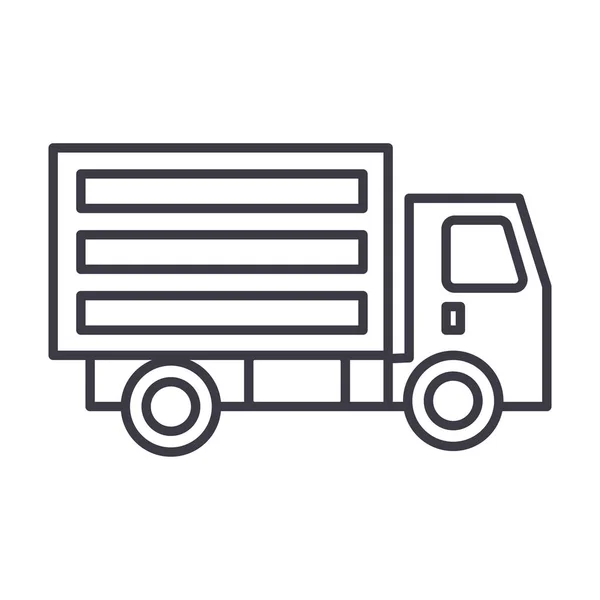 Mini camion vettoriale icona linea, segno, illustrazione su sfondo, tratti modificabili — Vettoriale Stock