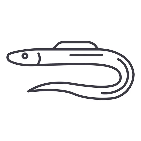 Moray, ícone de linha vetorial enguia, sinal, ilustração em segundo plano, traços editáveis — Vetor de Stock