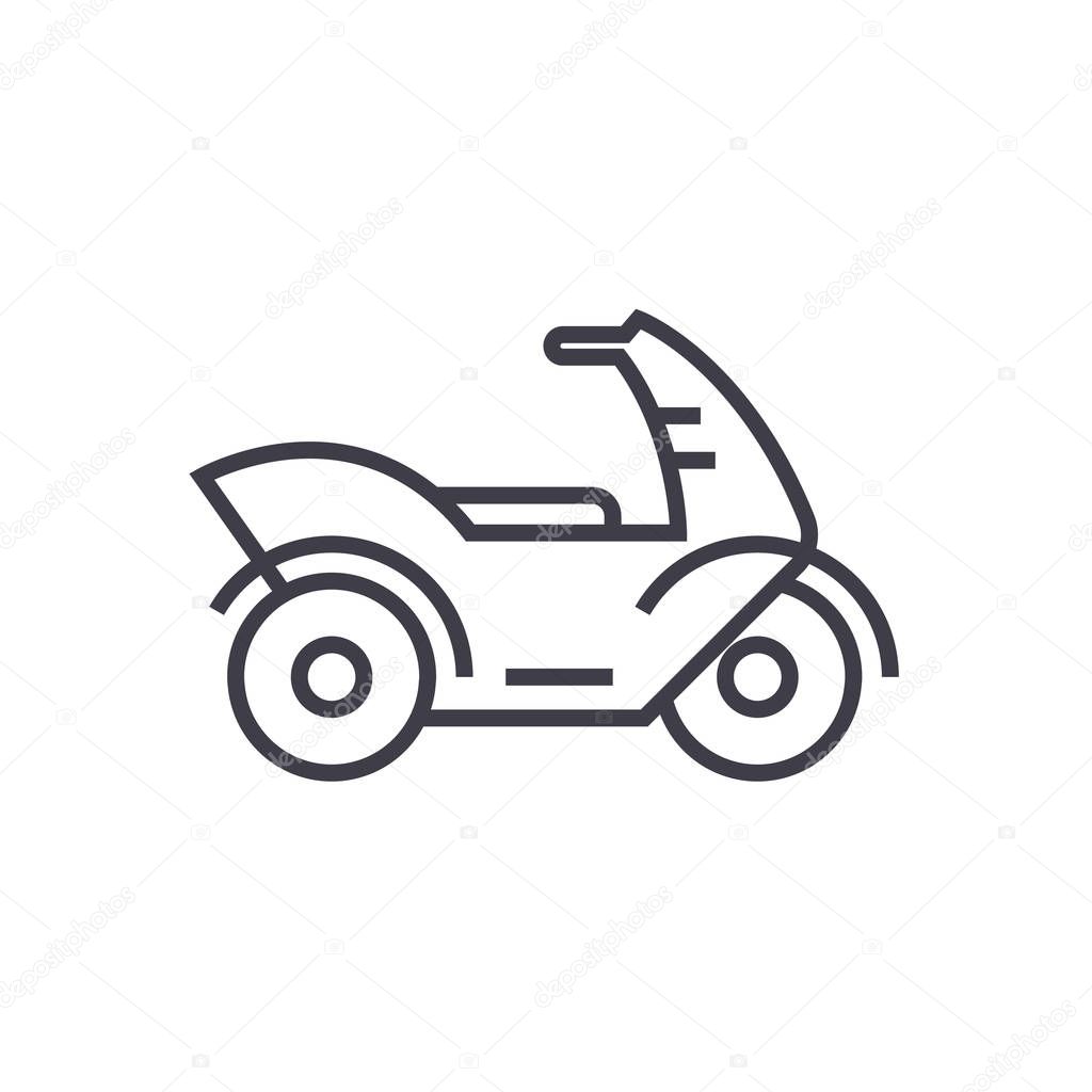 motorcycle,motorbike vector line icon, sign, illustration on background, editable strokes