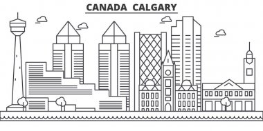 Canada, Calgary architecture line skyline illustration. Linear vector cityscape with famous landmarks, city sights, design icons. Landscape wtih editable strokes clipart