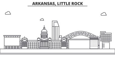 Arkansas, Little Rock mimari satır manzarası illüstrasyon. Doğrusal vektör cityscape ünlü simge, şehir manzaraları, tasarım simgeler. Düzenlenebilir darbeleri ile manzara