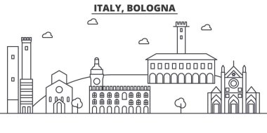 Italy, Bologna architecture line skyline illustration. Linear vector cityscape with famous landmarks, city sights, design icons. Landscape wtih editable strokes clipart