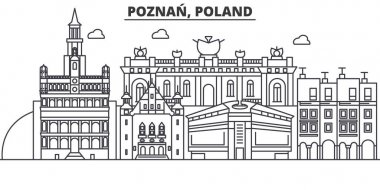 Poland, Poznan architecture line skyline illustration. Linear vector cityscape with famous landmarks, city sights, design icons. Landscape wtih editable strokes clipart