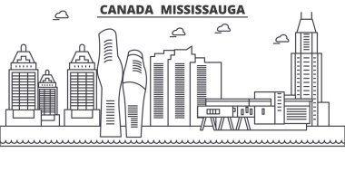 Canada, Mississauga architecture line skyline illustration. Linear vector cityscape with famous landmarks, city sights, design icons. Landscape wtih editable strokes clipart