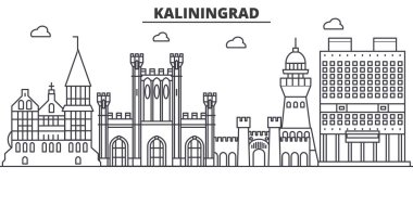 Russia, Kaliningrad architecture line skyline illustration. Linear vector cityscape with famous landmarks, city sights, design icons. Landscape wtih editable strokes clipart