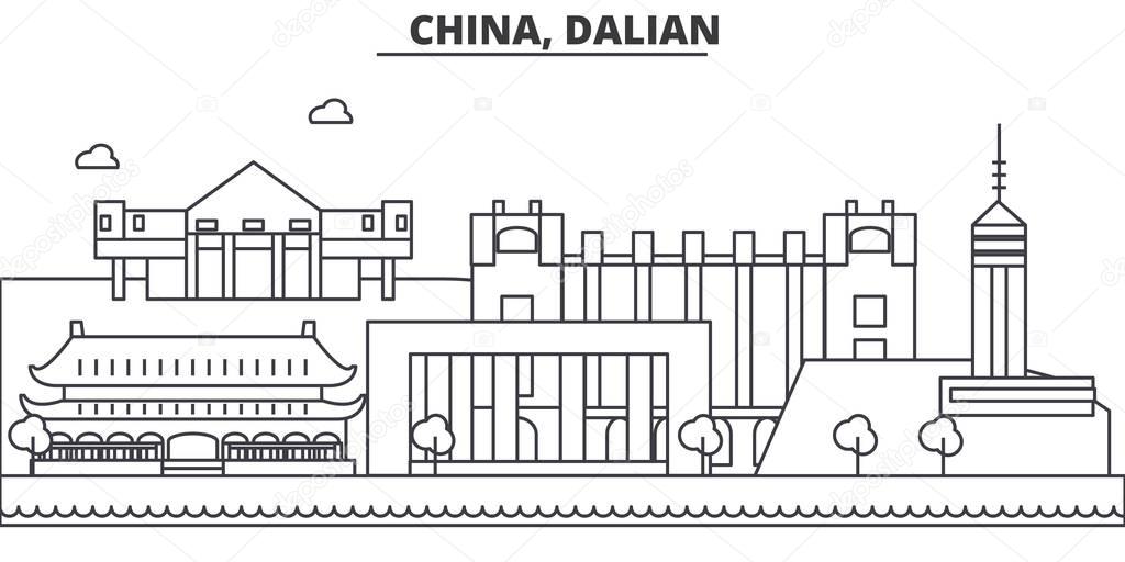 China, Guilin architecture line skyline illustration. Linear vector cityscape with famous landmarks, city sights, design icons. Landscape wtih editable strokes