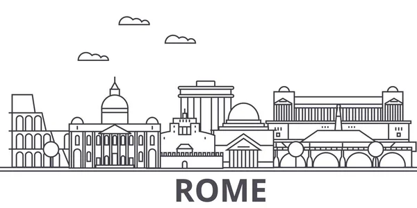 Rome architecture line skyline illustration. Linear vector cityscape with famous landmarks, city sights, design icons. Landscape wtih editable strokes — Stock Vector
