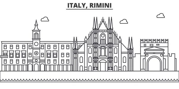 İtalya, Rimini mimari satır manzarası illüstrasyon. Doğrusal vektör cityscape ünlü simge, şehir manzaraları, tasarım simgeler. Düzenlenebilir darbeleri ile manzara — Stok Vektör