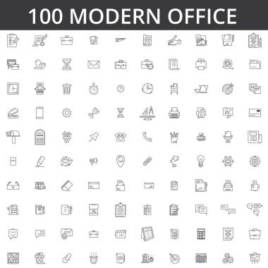 Office, paper, document, printer, contract, computer, pen, pencil, folder, ruler, print, stationery, paper, book, mail line icons, signs. Illustration vector concept. Editable strokes clipart