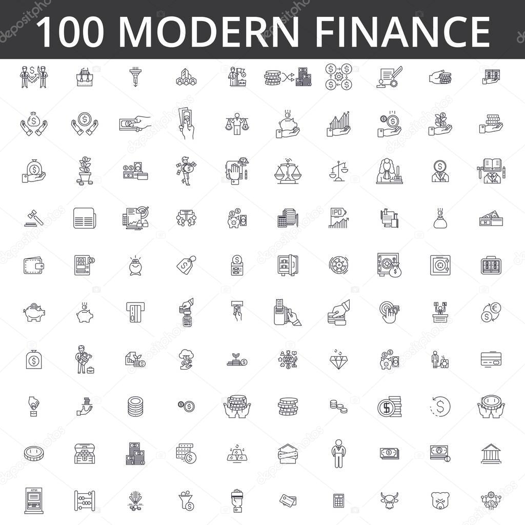 Finance, business, bank, corporate money, payment, accounting, financial credit, statistics, economy, investment line icons, signs. Illustration vector concept. Editable strokes