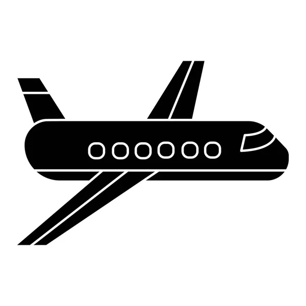 Avión - icono plano, ilustración vectorial, signo negro sobre fondo aislado — Vector de stock