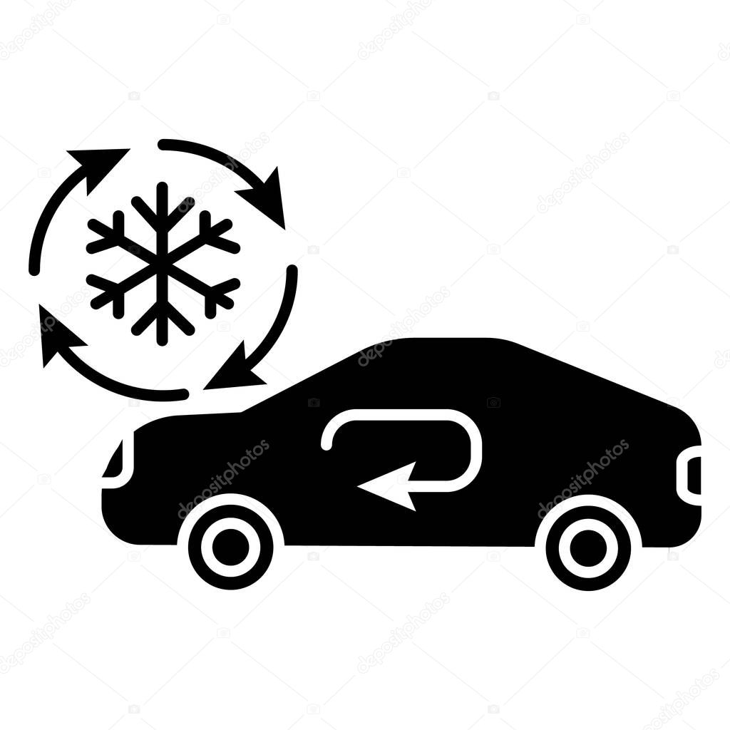 air conditioning service - car icon, vector illustration, black sign on isolated background