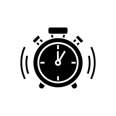 çalar saat simgesi, vektör çizim, izole arka plan üzerinde siyah işareti