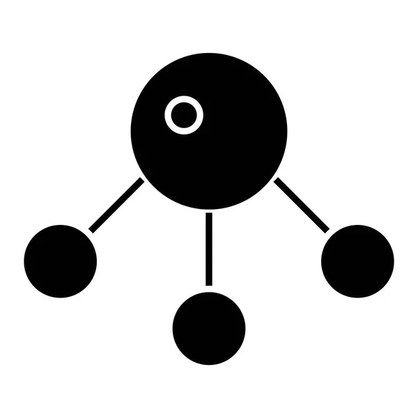 Átomo - icono de la molécula, ilustración vectorial, signo negro sobre fondo aislado — Vector de stock
