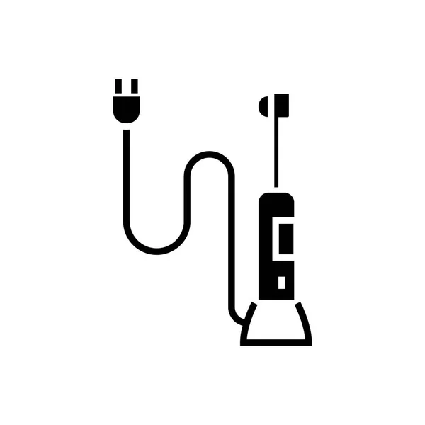 Icono de cepillo de dientes automático, ilustración vectorial, signo negro sobre fondo aislado — Vector de stock