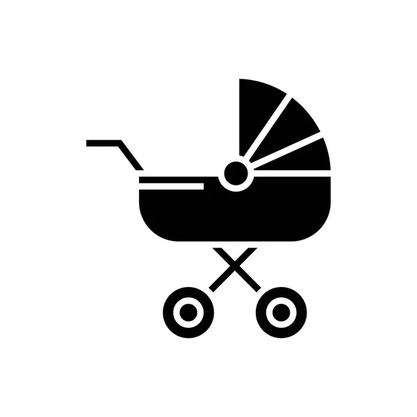 Kinderwagen-Symbol, Vektorabbildung, schwarzes Schild auf isoliertem Hintergrund — Stockvektor