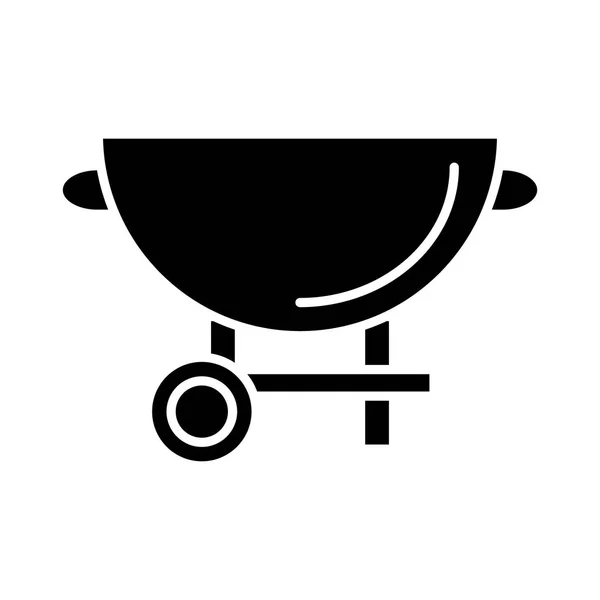Barbacoa parrilla icono, vector de ilustración, signo negro sobre fondo aislado — Vector de stock