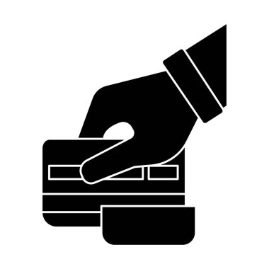 kutsal kişilerin resmi, vektör çizim, kart ile ödeme arka plan üzerinde siyah işareti izole