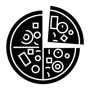 Pizza kutsal kişilerin resmi, vektör çizim, izole arka plan üzerinde siyah işareti