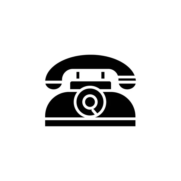Ícone retro telefone, ilustração vetorial, sinal preto no fundo isolado — Vetor de Stock