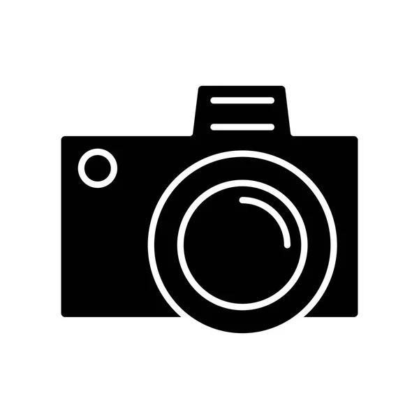 Cámara de fotos icono simple, ilustración vectorial, signo negro sobre fondo aislado — Archivo Imágenes Vectoriales